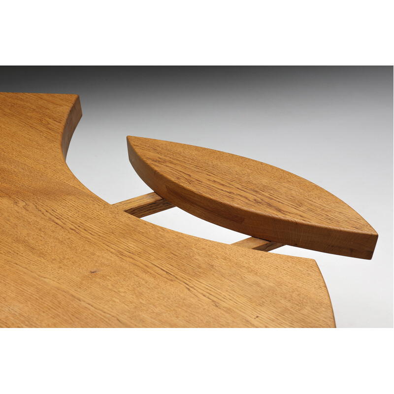 Vintage oakwood coffee table T22C L'oeil by Pierre Chapo, 1972