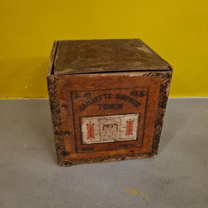 Caja de té vintage Caissette Surprise Tonkin, 1910