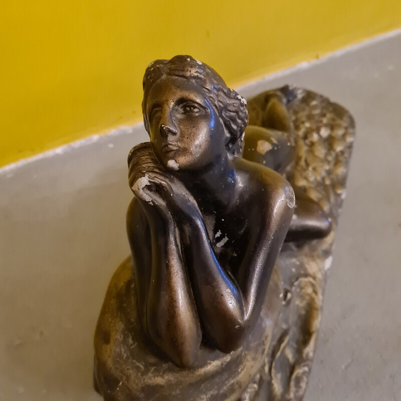Estatua de escayola Art Déco francesa de época, años 30