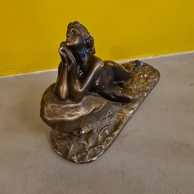 Estatua de escayola Art Déco francesa de época, años 30