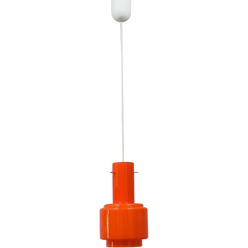 Mid century orange opaline hanging light - 1960s