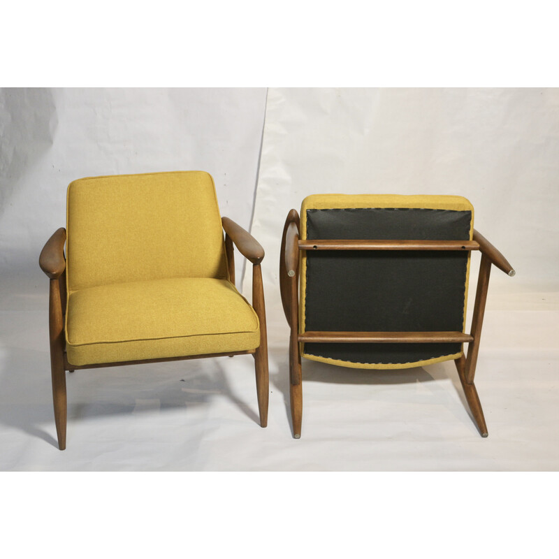 Pair of vintage Gfm-87 armchairs by Juliusz Kedziorek, 1960