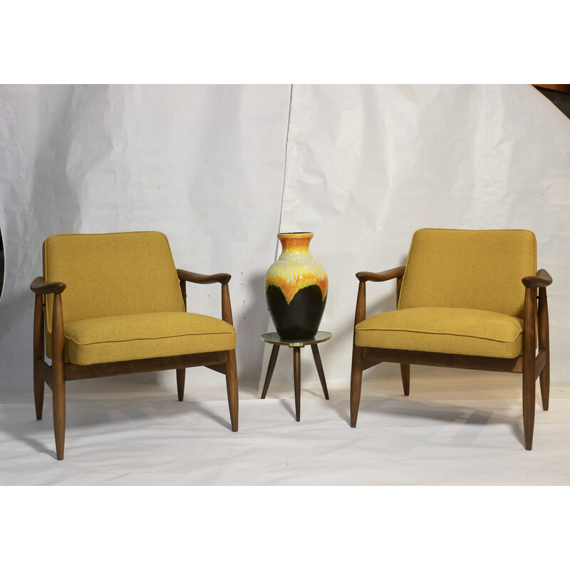 Pair of vintage Gfm-87 armchairs by Juliusz Kedziorek, 1960