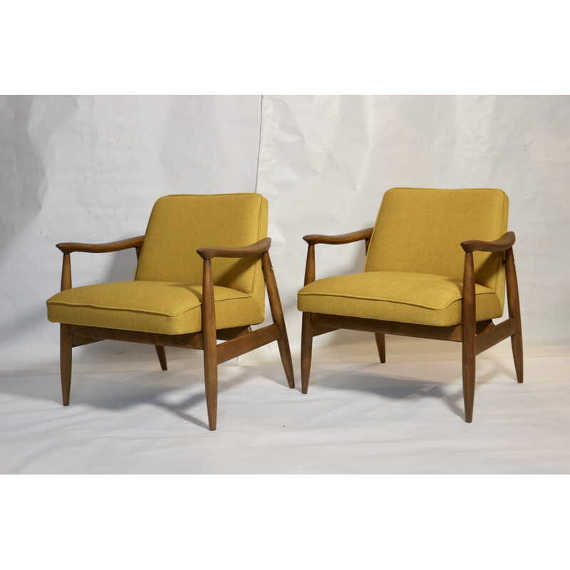 Pair of vintage Gfm-87 armchairs by Juliusz Kedziorek, 1960