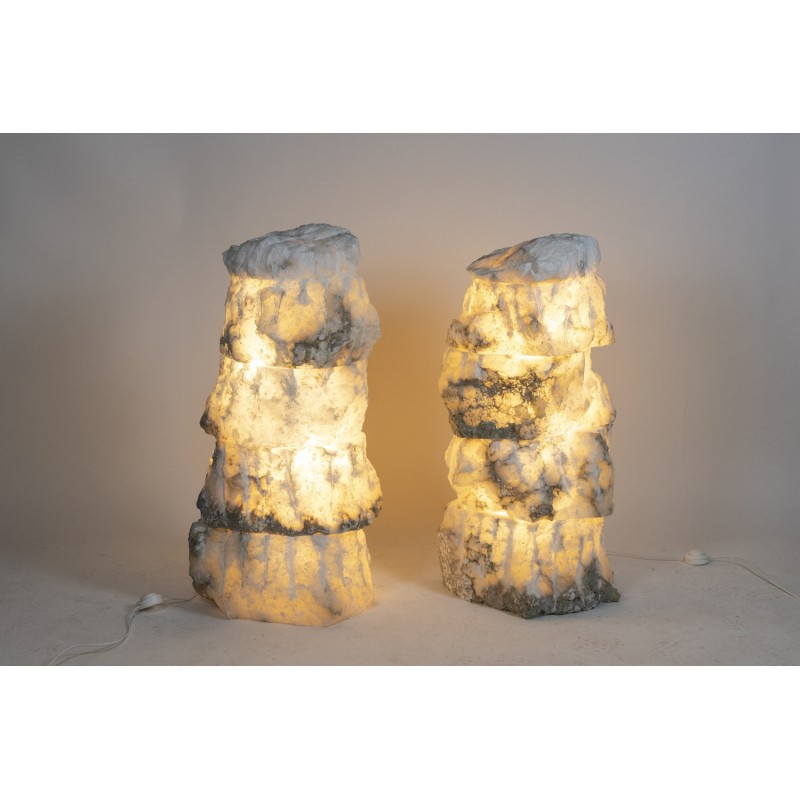 Vintage-Lampenpaar aus Alabaster