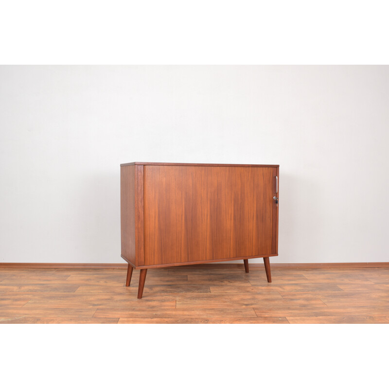 Enfilade danois vintage en teck avec portes à tambour, 1960