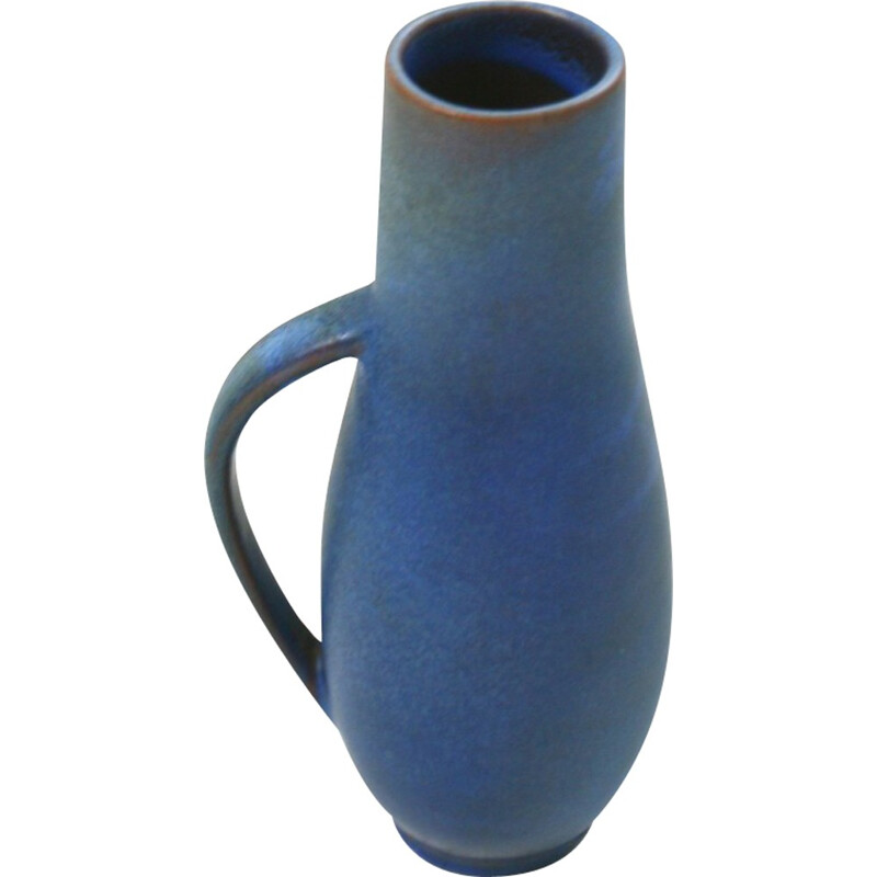 Blue vase in ceramic produced by Majolika Karlsruhe - 1960s