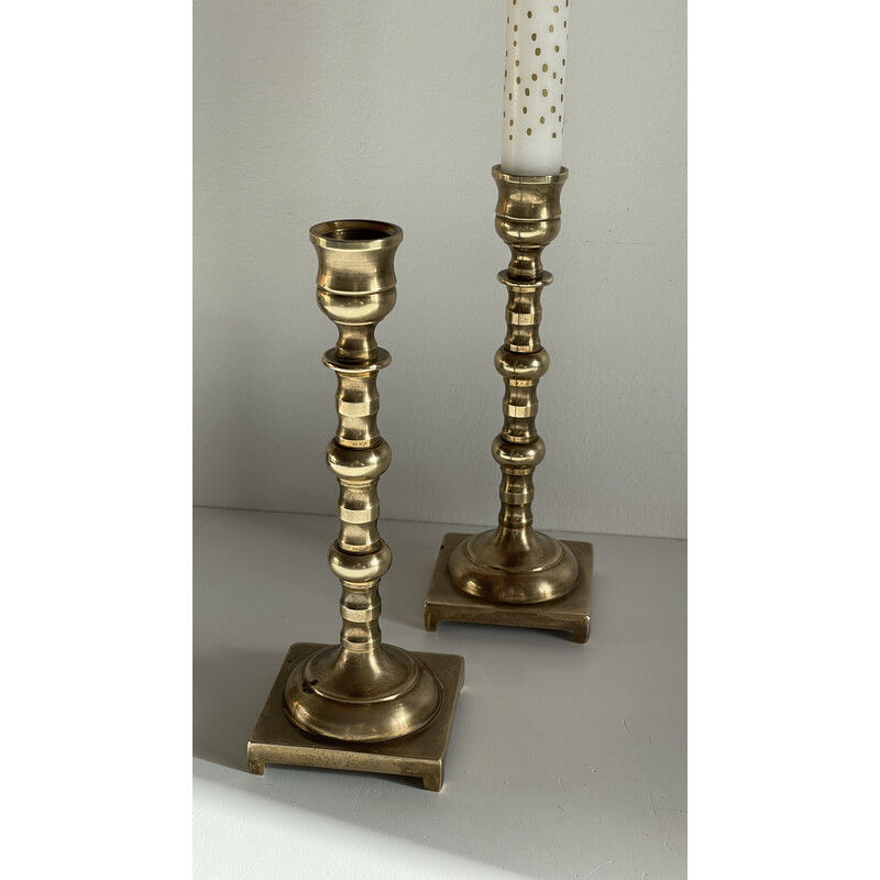 Paar Vintage-Kerzenhalter aus Messing, England