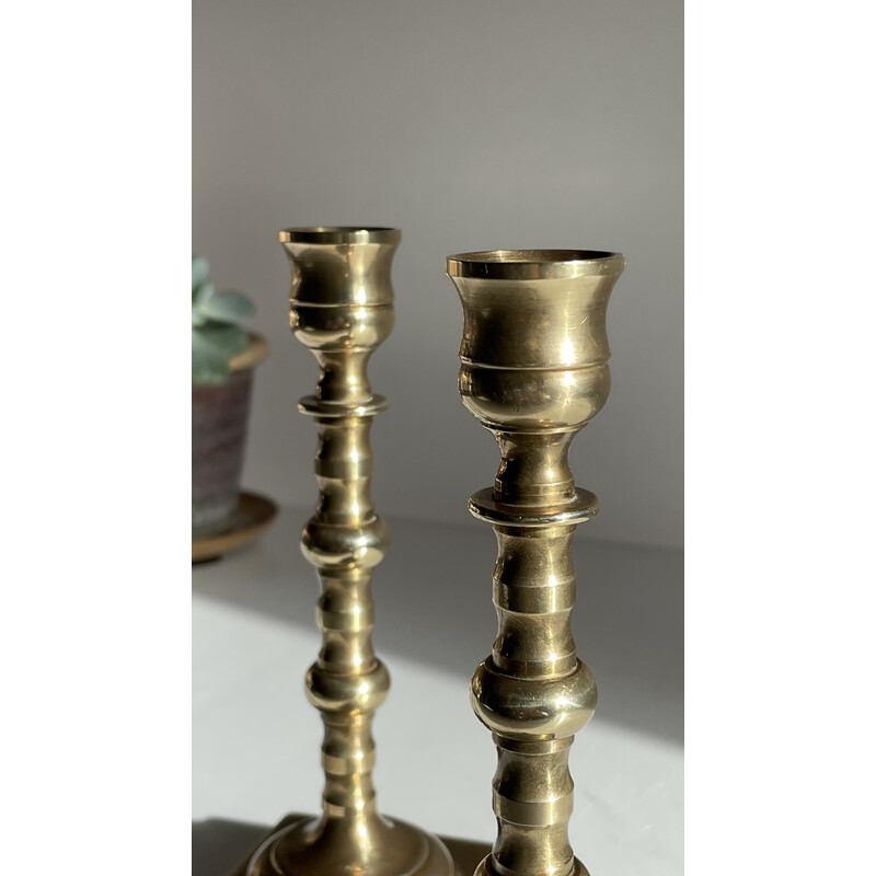Pair of vintage brass candlesticks, England