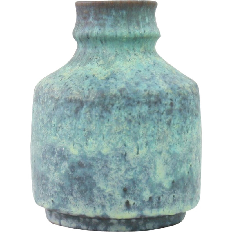 Green vase in ceramic produced by Majolika Karsruhe - 1960s