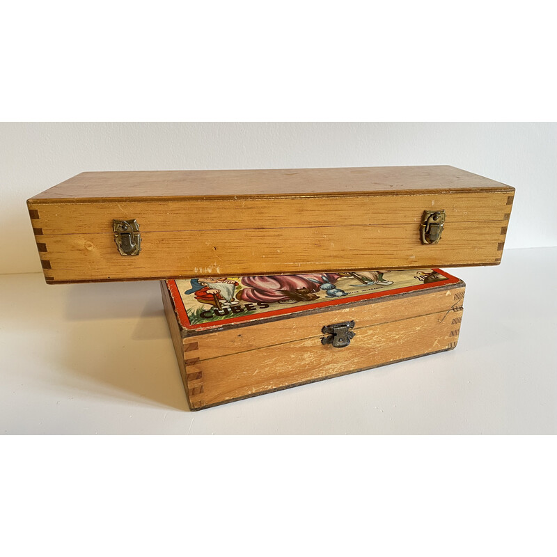 Coppia di scatole di legno vintage