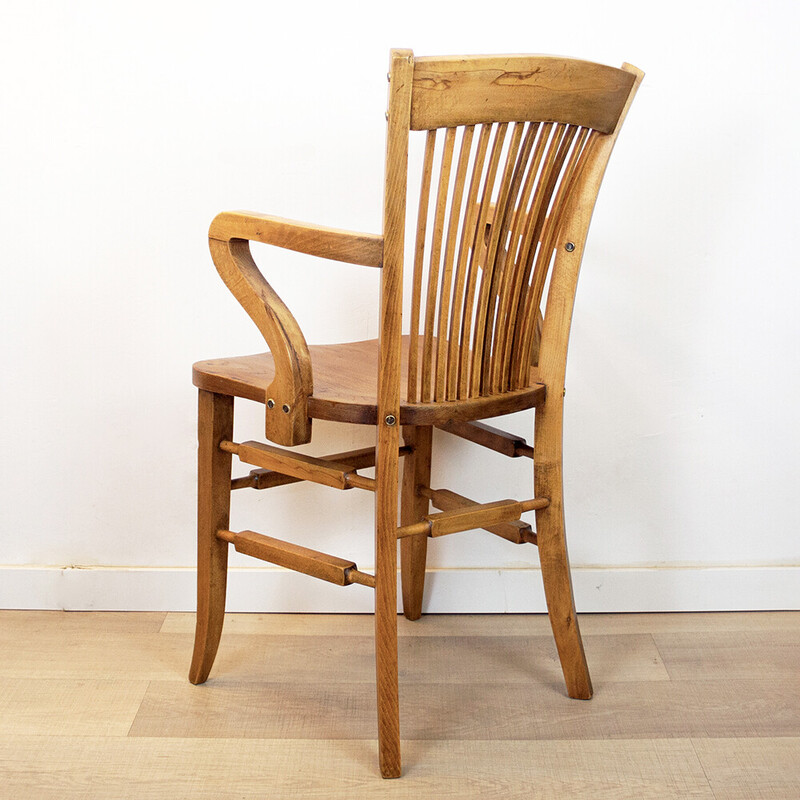 Vintage oakwood desk armchair, Spain 1940s