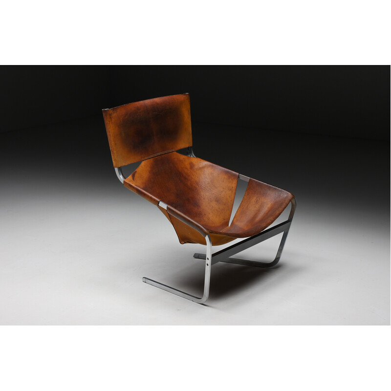 Vintage F444 leren fauteuil van Pierre Paulin voor Artifort, Nederland 1970