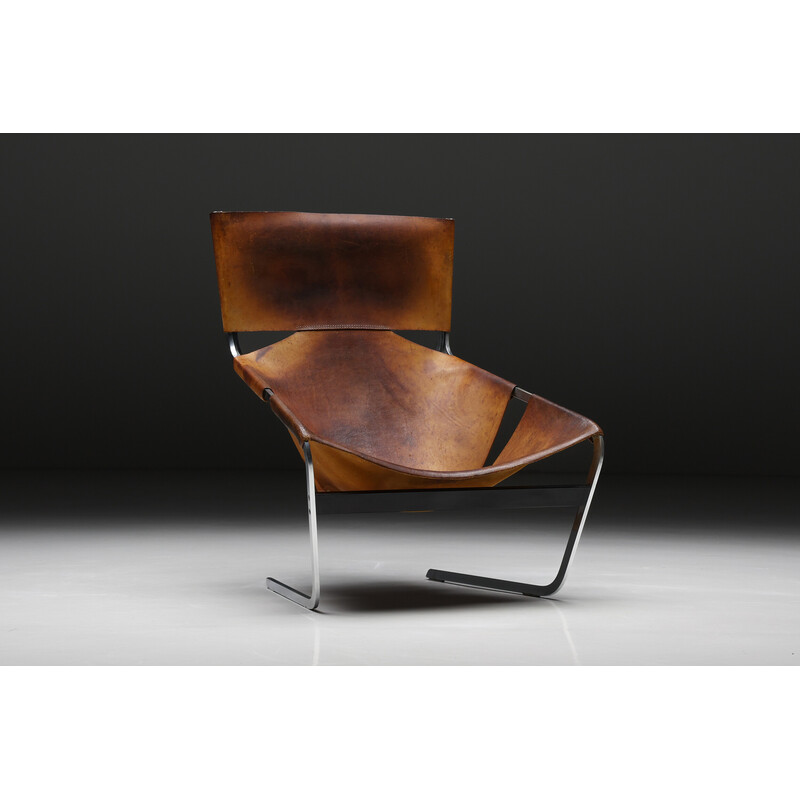 Vintage F444 leather armchair by Pierre Paulin for Artifort, Holland 1970s