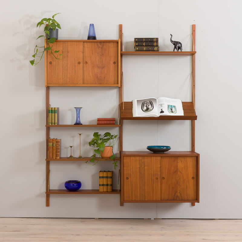 Vintage teak wall unit by Prebent Sorensen for Ps system, Denmark 1960s