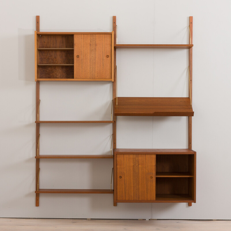 Vintage teak wall unit by Prebent Sorensen for Ps system, Denmark 1960s