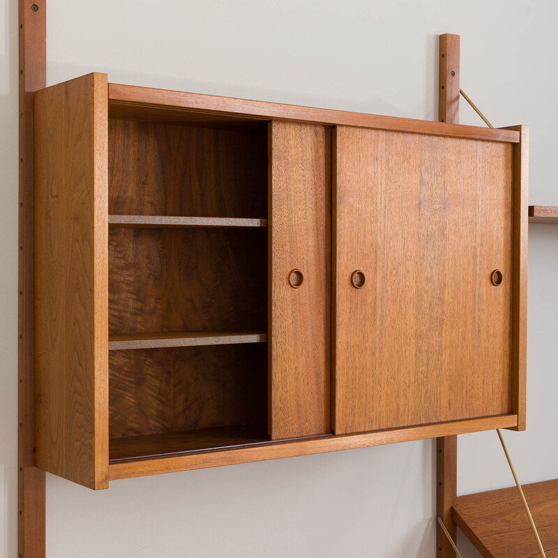 Vintage teak wall unit by Prebent Sorensen for Ps system, Denmark 1960s