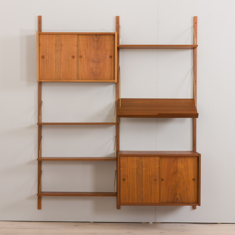 Vintage teak wall unit by Prebent Sorensen for Ps system, Denmark 1960s