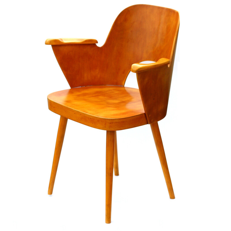 Plywood and oak wood desk chair by Oswald Haerdtl - 1960s