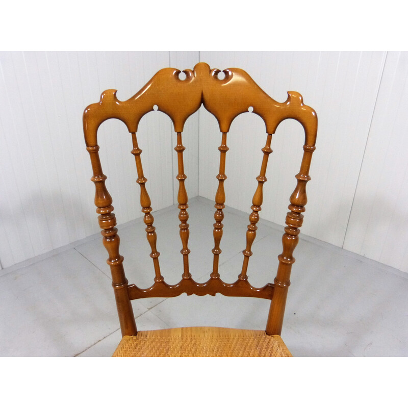 Vintage Chiavari houten en rieten stoel, Italië 1960