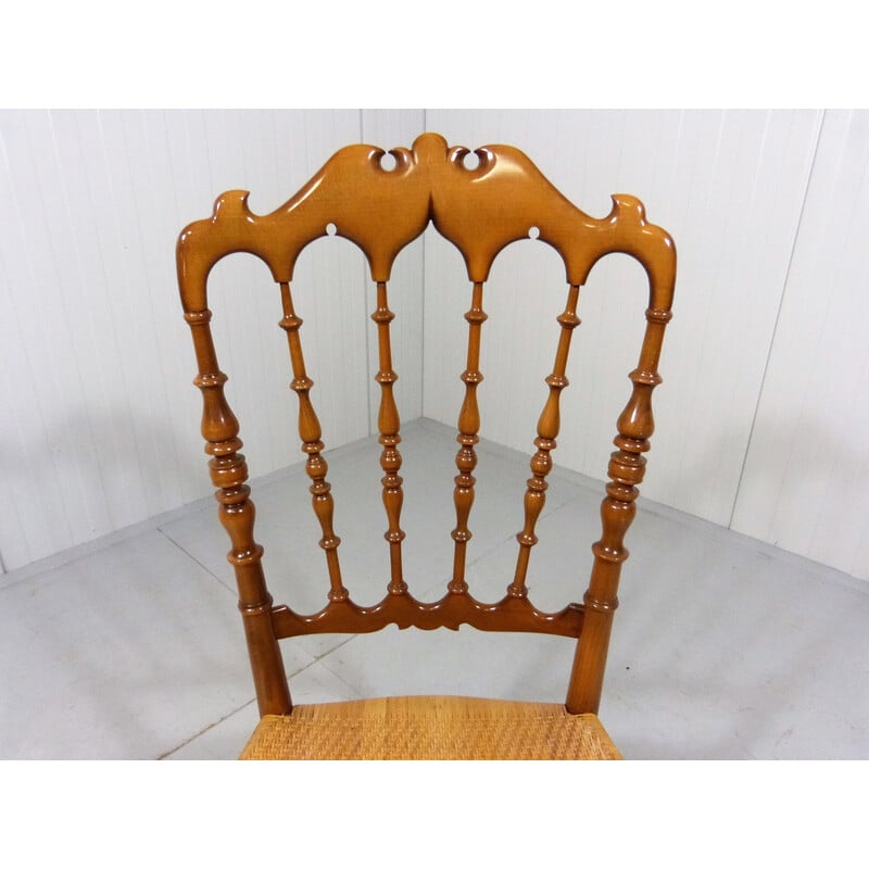 Vintage Chiavari Stuhl aus Holz und Rohr, Italien 1960er Jahre