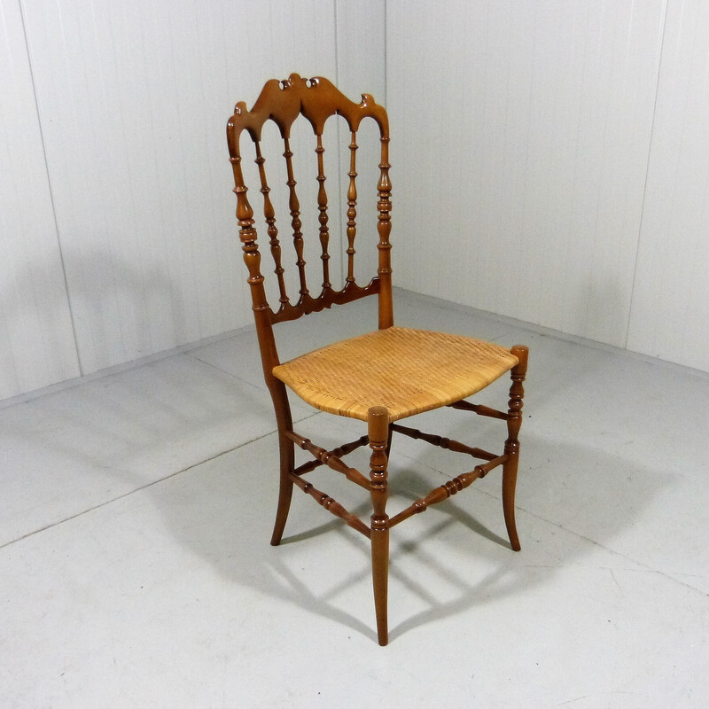 Vintage Chiavari wooden and caned chair, Italy 1960s