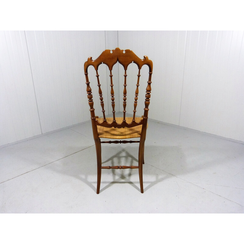 Vintage Chiavari wooden and caned chair, Italy 1960s