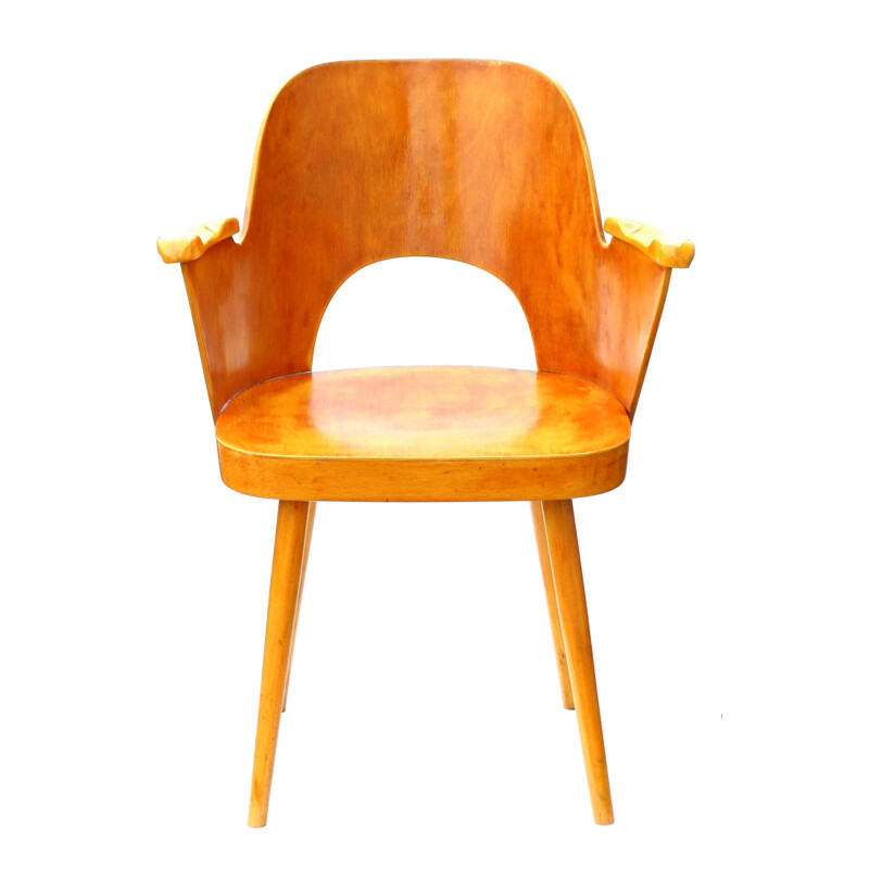 Plywood and oak wood desk chair by Oswald Haerdtl - 1960s