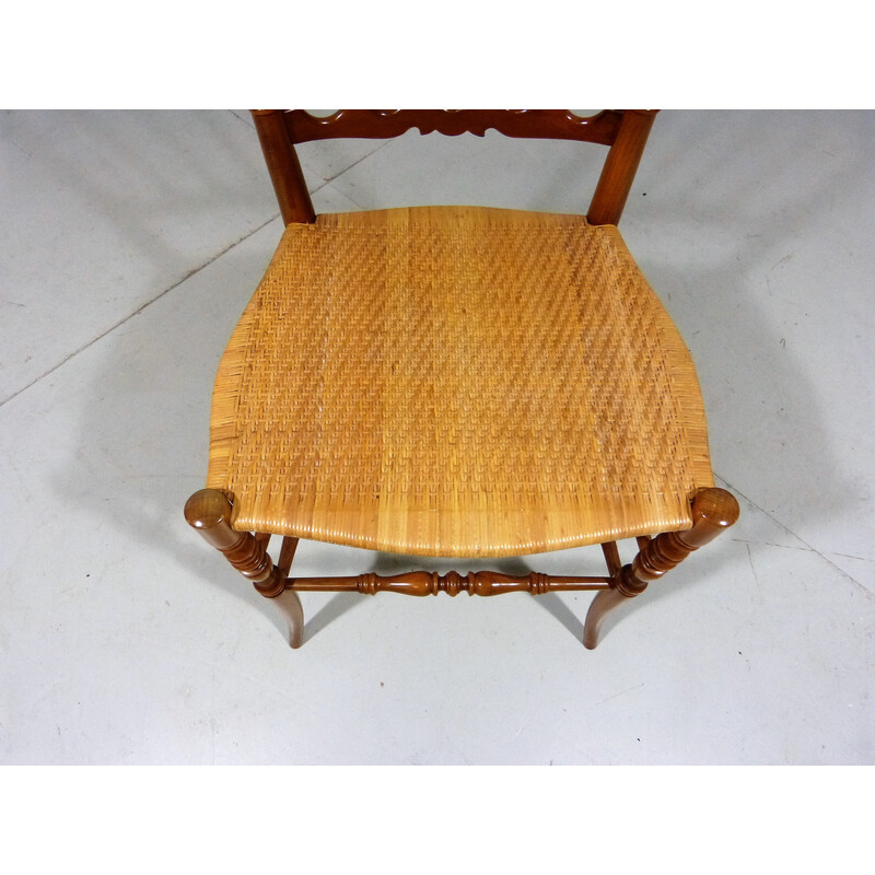 Vintage Chiavari Stuhl aus Holz und Rohr, Italien 1960er Jahre