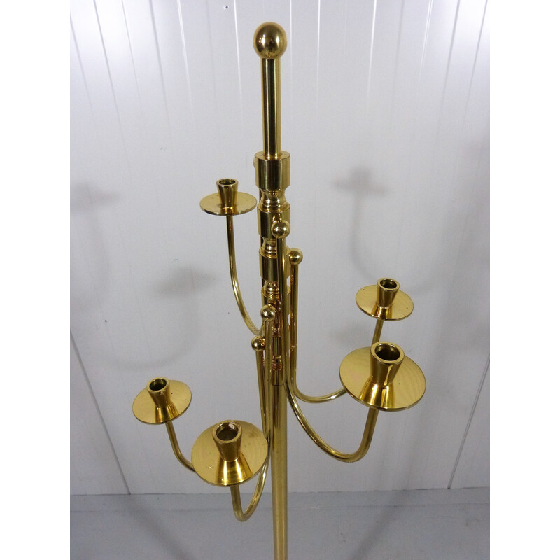 Vintage brass floor candlestick, 1960s