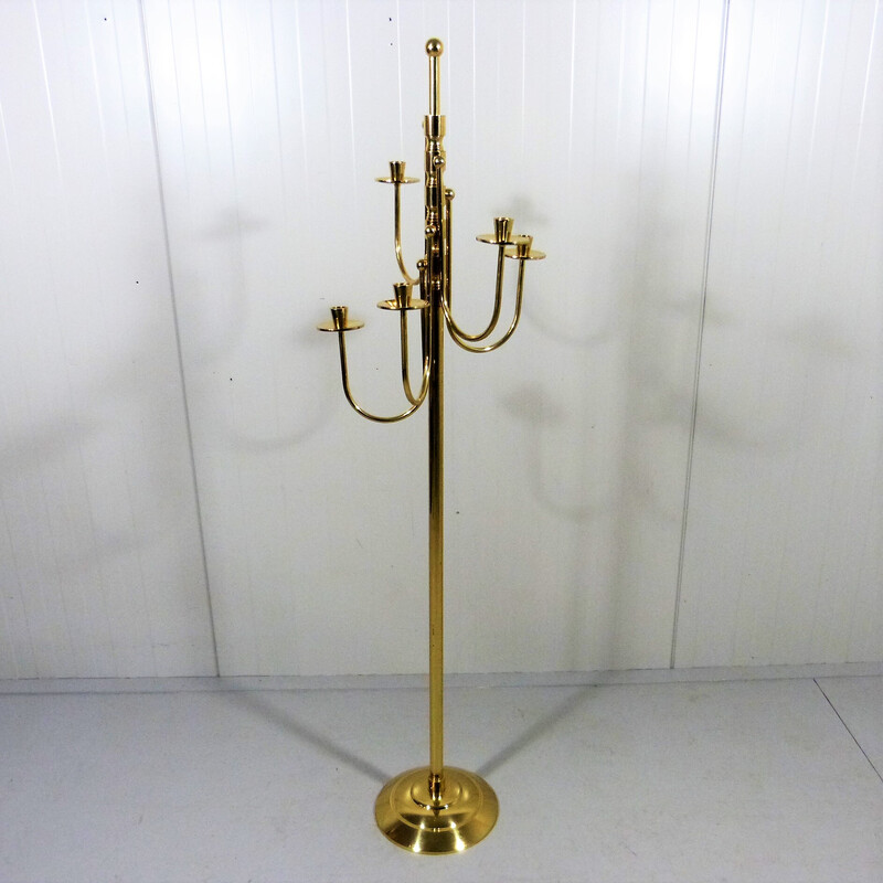 Vintage brass floor candlestick, 1960s