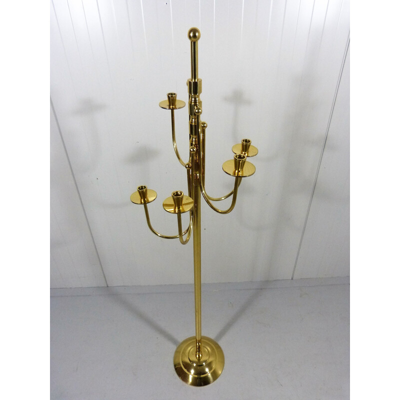 Vintage brass floor candlestick, 1960s