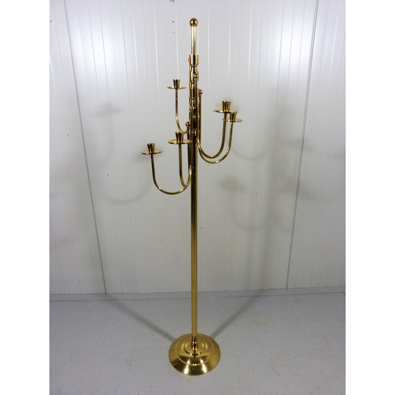 Vintage brass floor candlestick, 1960s