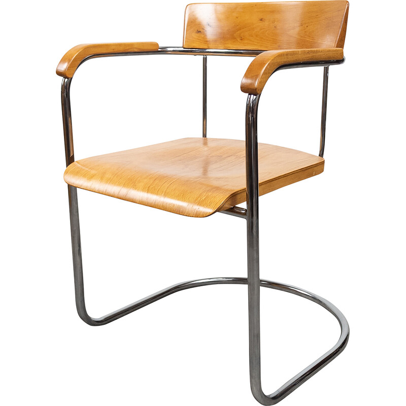Vintage Bauhaus armchair in tubular steel by Petr Vichr for Vichr, Czechoslovakia 1930s