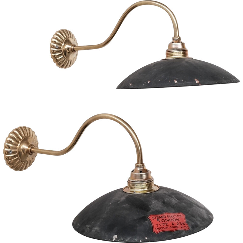 Vintage Wandlampe aus Messing und Quecksilberglas, England 1920er Jahre