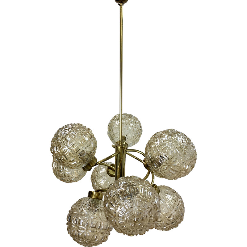 Lampada a sospensione vintage in ottone e sfere, anni '60