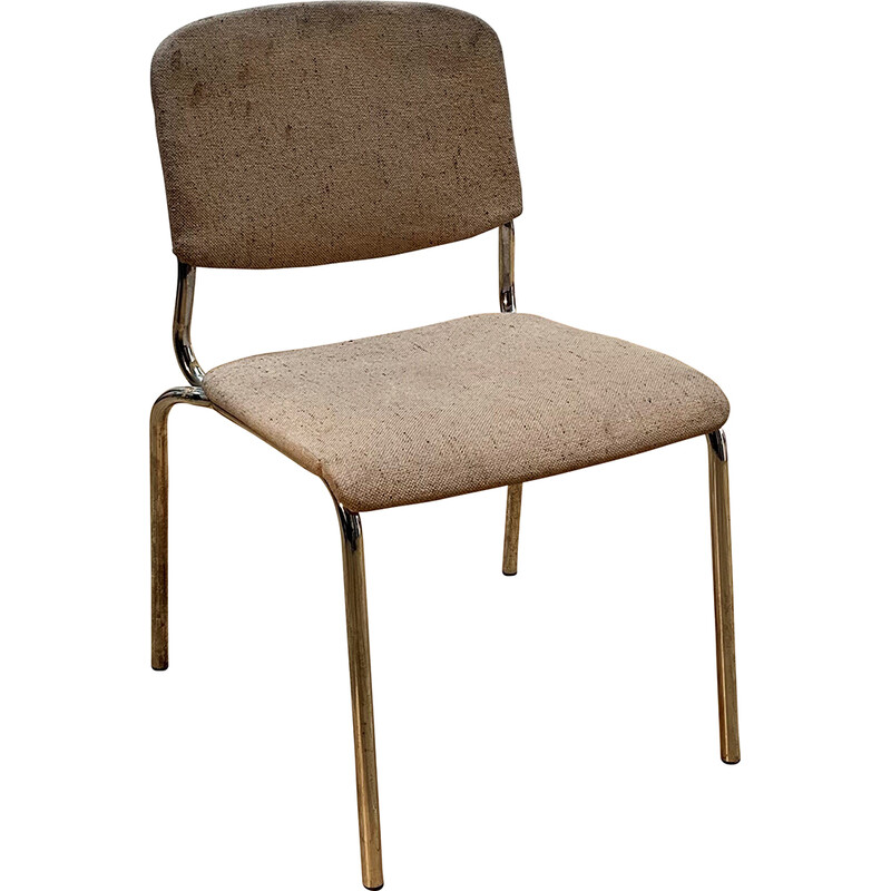 Chaise vintage en laine et métal chromé