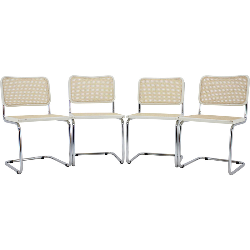 Set of 4 vintage "Cesca" chairs in rattan by Marcel Breuer, Italy 1970s