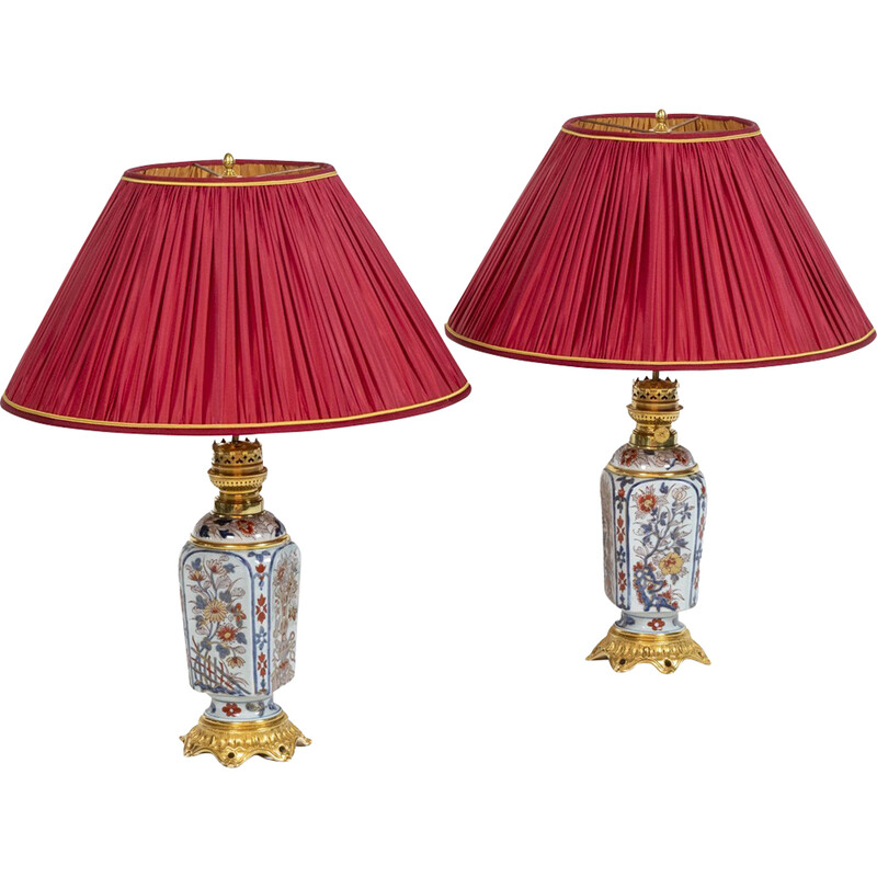 Ein Paar Vintage-Lampen aus Porzellan und Bronze, Frankreich 1880