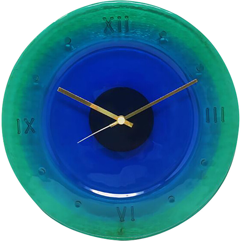 Vintage Murano glass wall clock by Cà Dei Vetrai, Italy 1960s