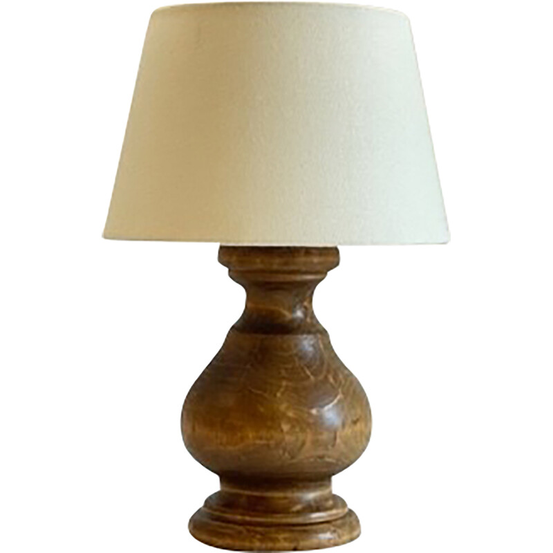 Lampe Campagne vintage en bois tourné