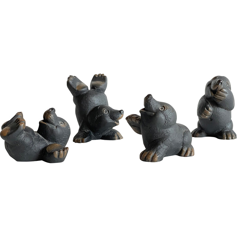 Set of 4 vintage plaster moles by Gilde Handwerk, Germany