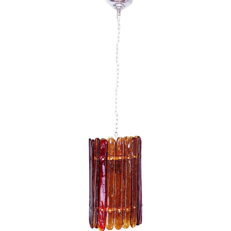 Suspension vintage en verre ambré de Felipe Derflingher pour Feders, 1960