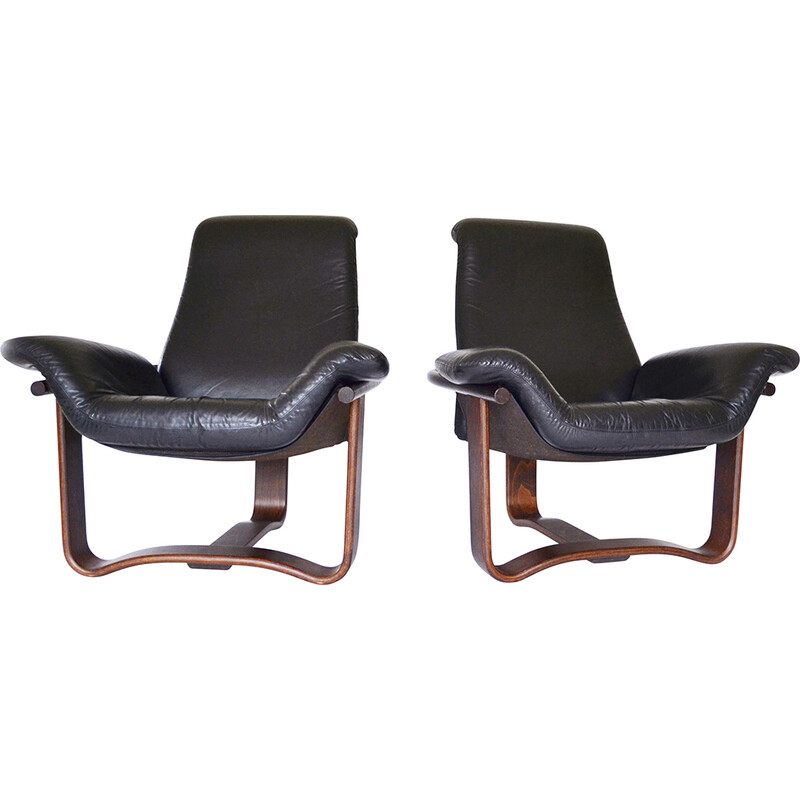 Paar vintage Scandinavische Manta fauteuils van Ingmar Relling voor Westnofa, Noorwegen 1970
