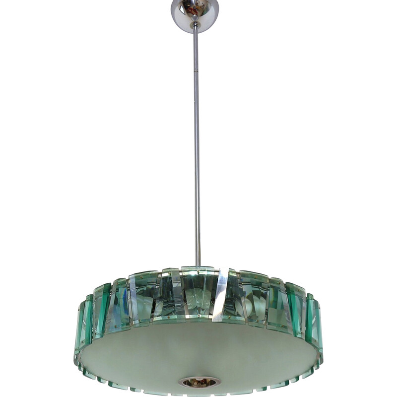 Vintage geslepen glazen Stilnovo hanglamp, 1960