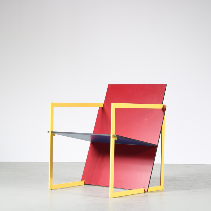 Vintage in elkaar grijpende fauteuil van Hank Kwint voor Lourens Fischer, Nederland 1980