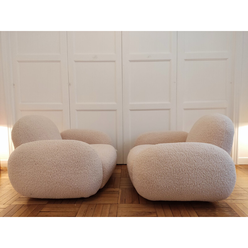 Pareja de sillones vintage "Love seat" de tela, Italia 1970