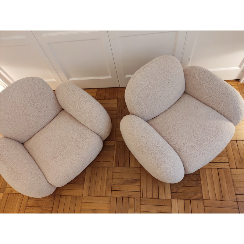 Pair of vintage armchairs "Love seat" in fabric, Italy 1970s