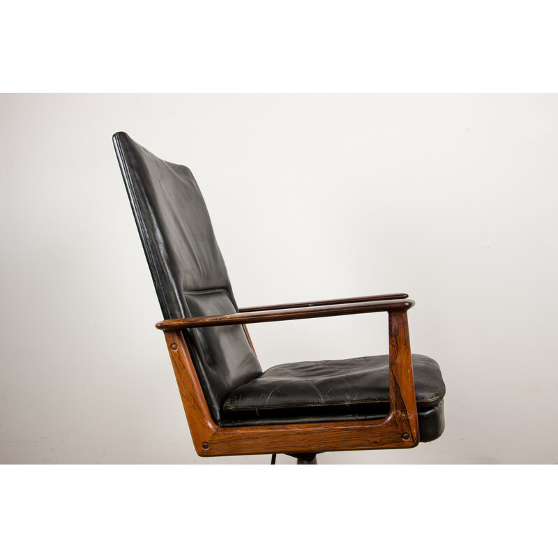 Sillón vintage modelo 419 en palisandro y cuero de Arne Vodder para Sibast, Dinamarca 1960