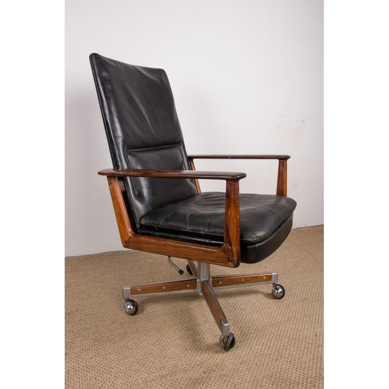 Vintage fauteuil model 419 in rozenhout en leer van Arne Vodder voor Sibast, Denemarken 1960